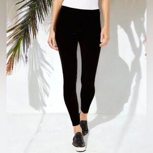 Eileen Fisher Black Velvet Stretch Ankle Leggings XS